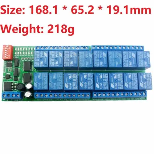 16Ch Dc12V Rs485 PLC Modbus Rtu Relay Rs485 Bus Remote Control Switch Mode