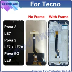 For Tecno Pova2 Pova3 LE7 LE8 LE7n LF7 LF7n LCD Display Touch Screen Digitizer Assembly For Pova 2 3 5G Repair Parts Replacement