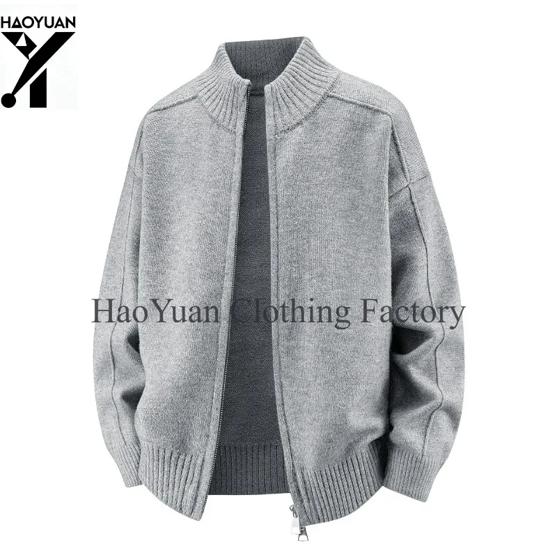 Men's Double Zipper Jacket for Casual Loose Simple Outdoor Cycling Running Hiking Camping Tourism Home Men's Sweater Jacket