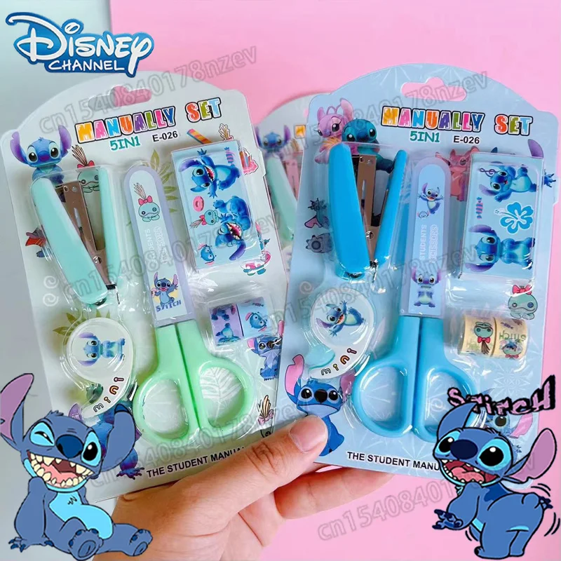 

Disney Stitch Stationery Set Students Cartoon Cute Stitch Scissors Stapler Tape Sticker Set for Children's School Supplies Gift