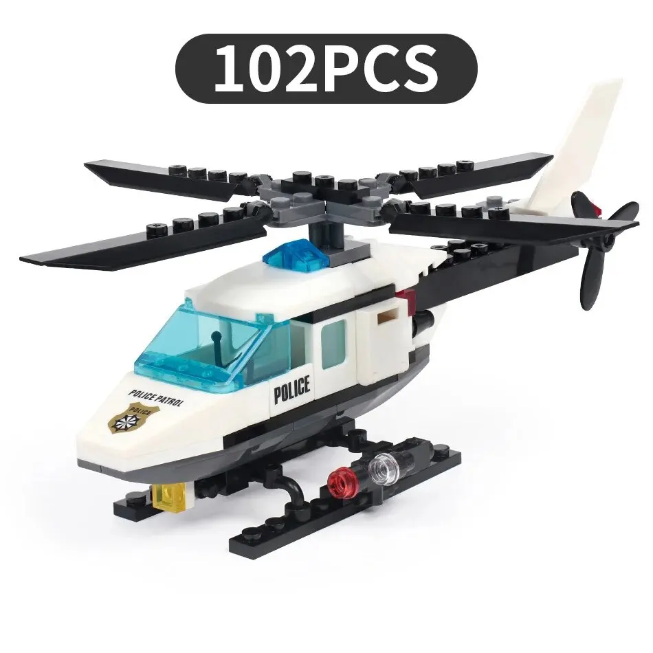 102pcs Police Helicopter Creative Building Blocks DIY City Series Bricks Toys Halloween/Thanksgiving Day/Christmas Gift