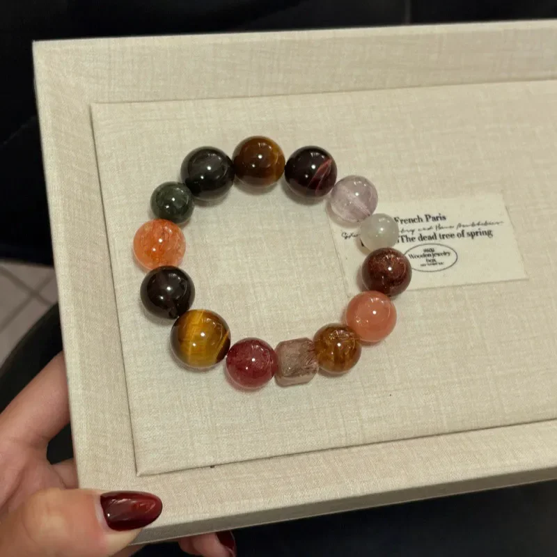 [Strong ink and heavy color] Original natural yellow tiger eye red tiger eye black gold super sugar cube temperament bracelet