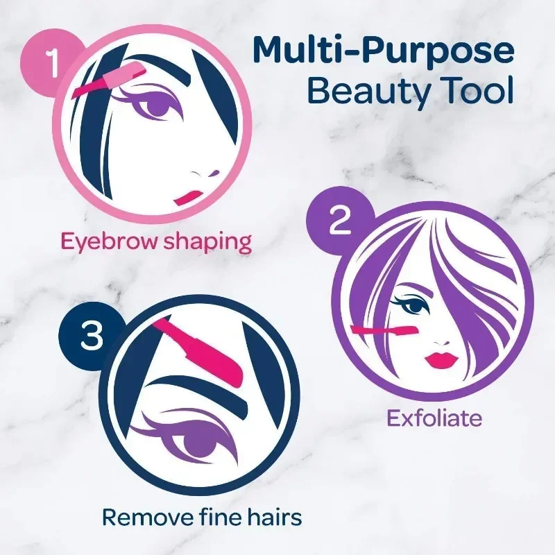 Multipurpose Folding Sobrancelha Faca Cortador, Exfoliating Dermaplaning Ferramenta, Navalha Facial, Ferramentas De Beleza, 3Pcs por Conjunto
