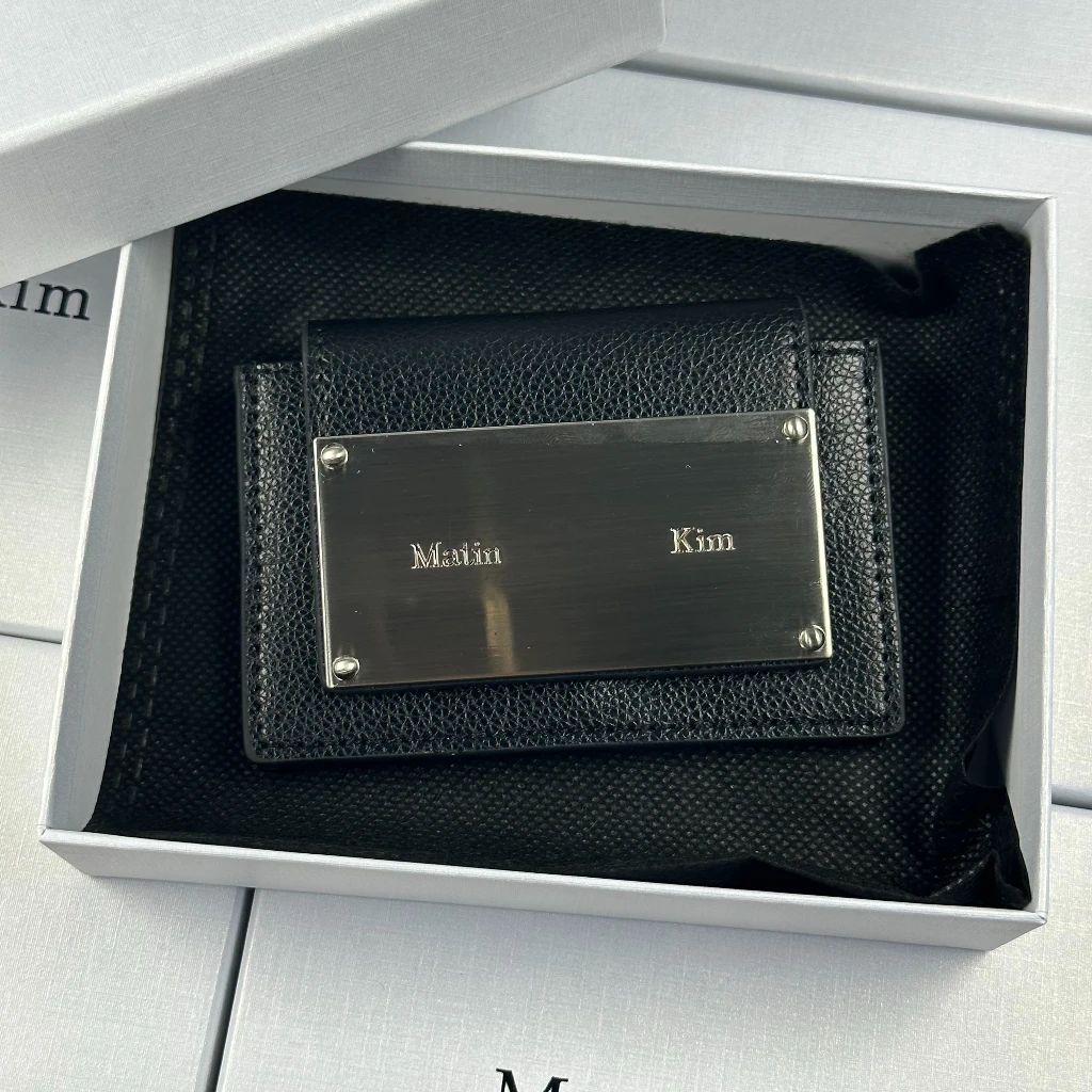 MATIN KIM Card Holder Mini Wallet Women Men Accordion Metal Plate PU Leather Coin Purse Korean Credit Business Card Case Pocket