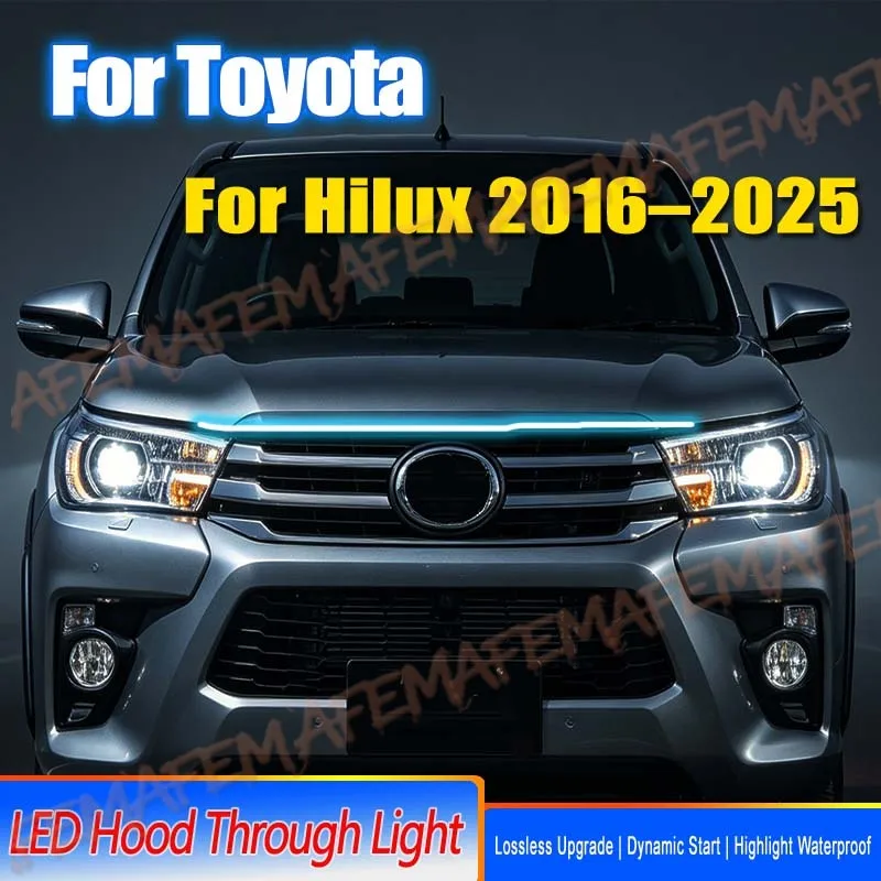 For Toyota Hilux 16-25 Led Car Hood Daytime Running Light Strip With Start Scan Car Decorative Atmosphere Lamps DRL Waterproof