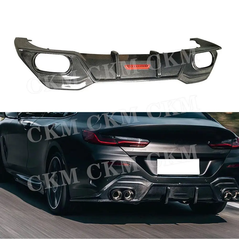 

CKMUUER Dry Carbon Fiber Rear Bumper Lip Diffuser Spoiler With LED For BMW 8 Series 840i G14 G15 G16 2019 2020 Car Accessories