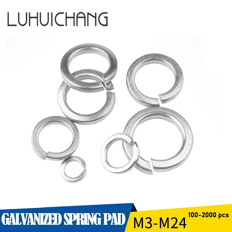 Spring Washer Galvanized Spring Washer Grade 4.8 Spring Washer Open Washer  M3M4M5M6M8M12M20M24 100-2000PCS SET High Qualitly