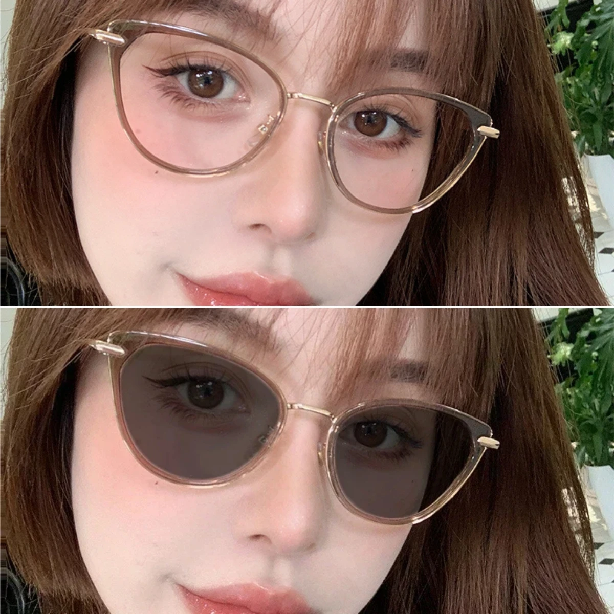 Cat Eye Photochromic Glasses Myopia Glasses for Women Indoor Outdoor Color Changing Sunglasses Ladies Near Sight Eyeglasses