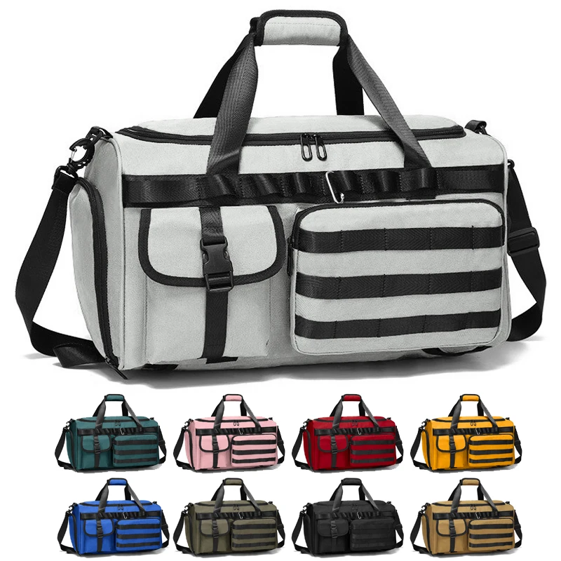 حقيبة ظهر 3 في 1 للسفر سعة 45 لترًا، حقائب رياضية كبيرة مقاومة للماء للصالة الرياضية، حقيبة من القماش الخشن مع حجرة للأحذية وجيب مبلل