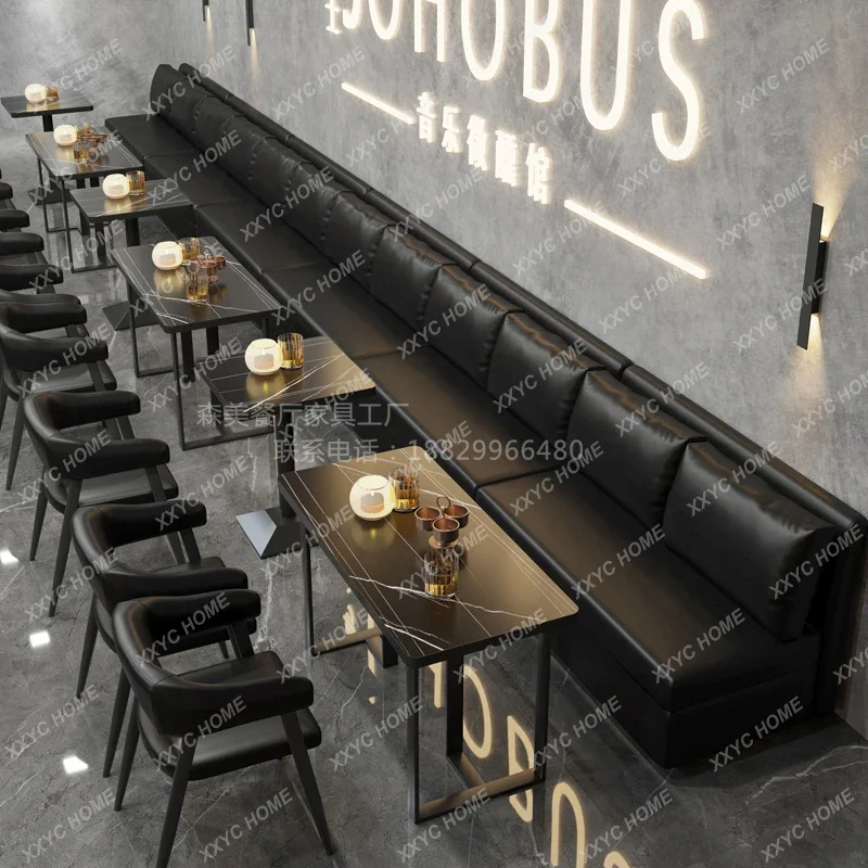 Bar booth sofa barbecue milk tea shop camping Fengqing  music dining bar bistro cafe table and chair combination image 4
