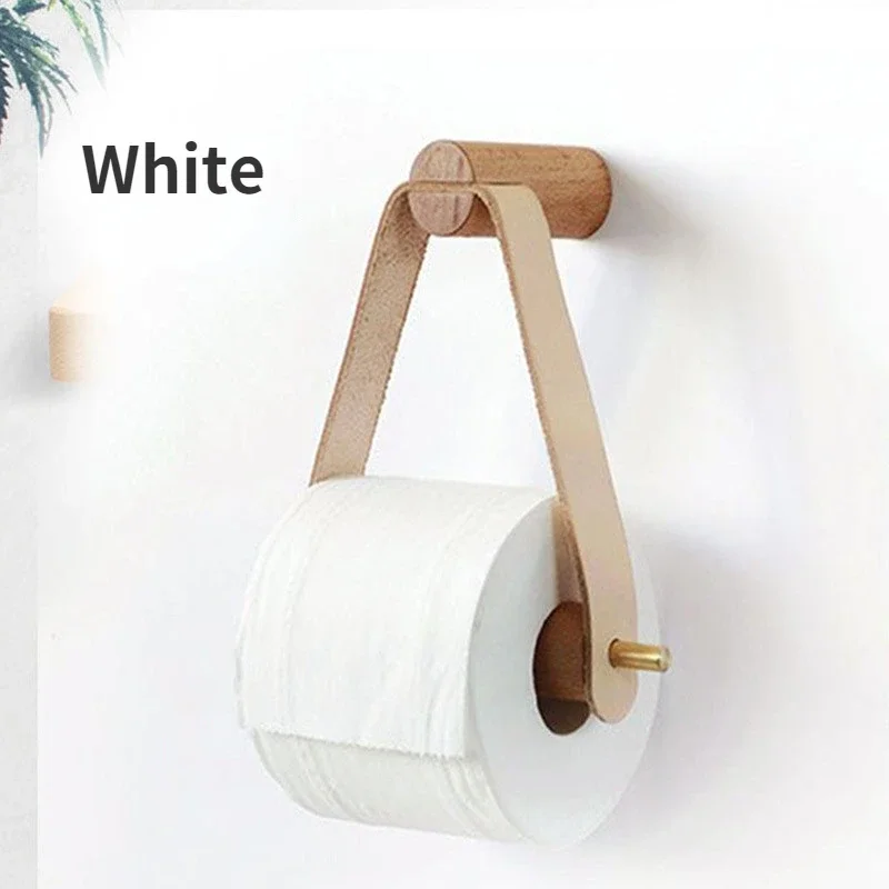 Kitchen Vertical Paper Towel Holder Bathroom Toilet Wooden Pure Copper Wall Paper Roll Holder Nordic Perforated Napkin Holder