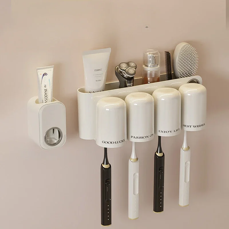 Toothbrush Storage Rack Bathroom Mounted Dental Tool Rack Mouthwash Cup Wall Mounted Dental Cylinder Rack Brushing Wall Mounted