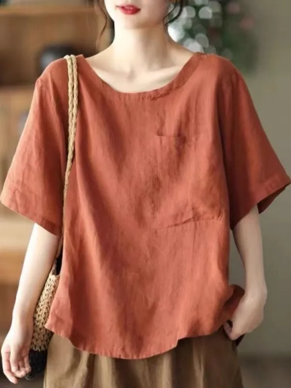 

Свободный женский топ из хлопка и льна ort Sve, винтажный цветной утягивающий внутренний костюм больших размеров с четом на лето