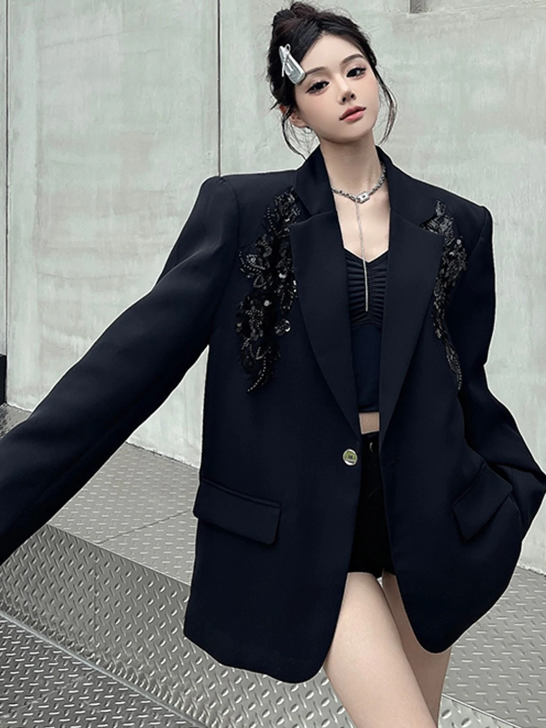 Fashion Blazers Women 2025 Autumn New High-End Loose Chic Suit Jackets Long Sleeve Super Beautiful 3D Embroidered Tailored Coats