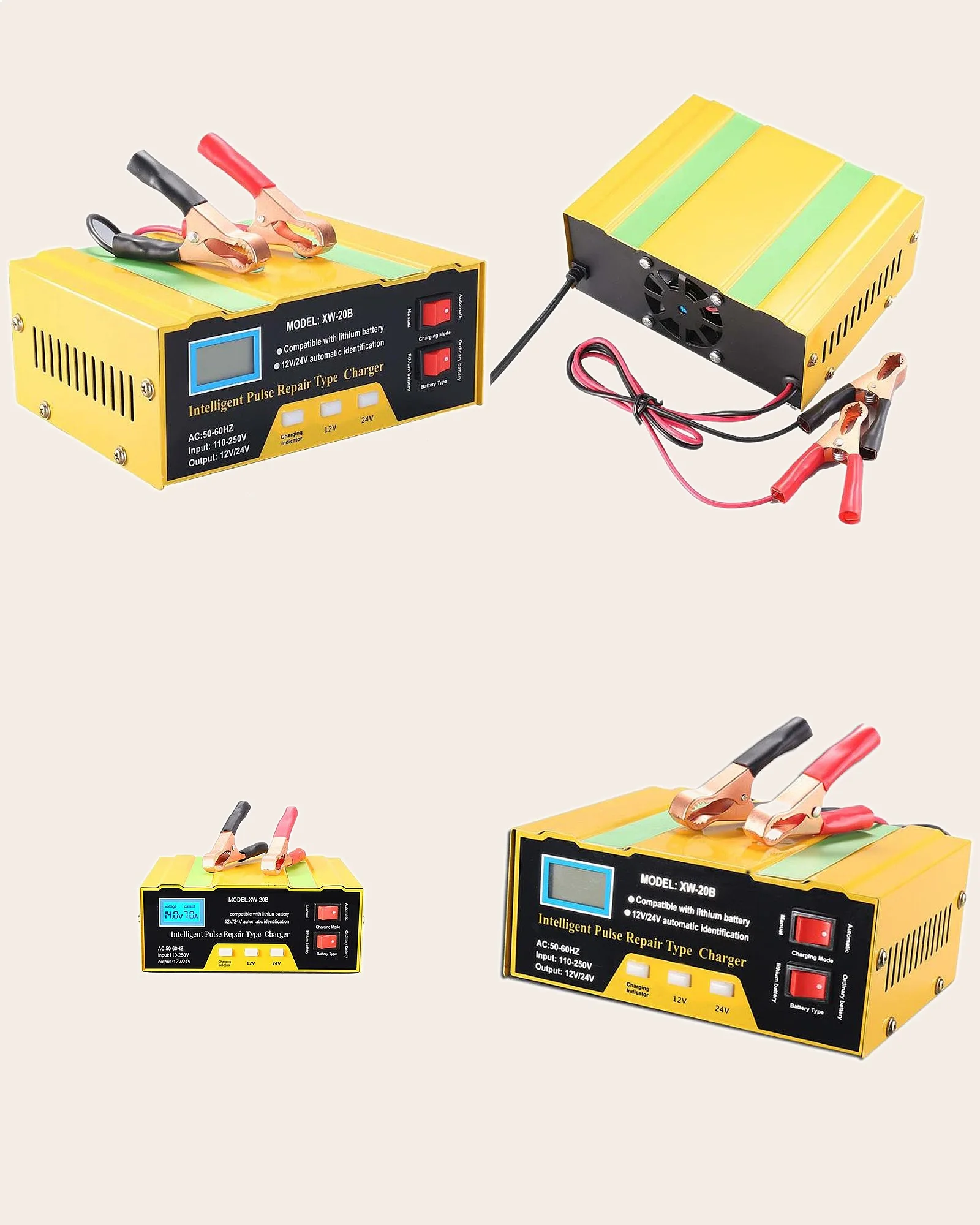 

12V 24V Car Battery Charger LCD Intelligent Pulse Repair Automatic Charger