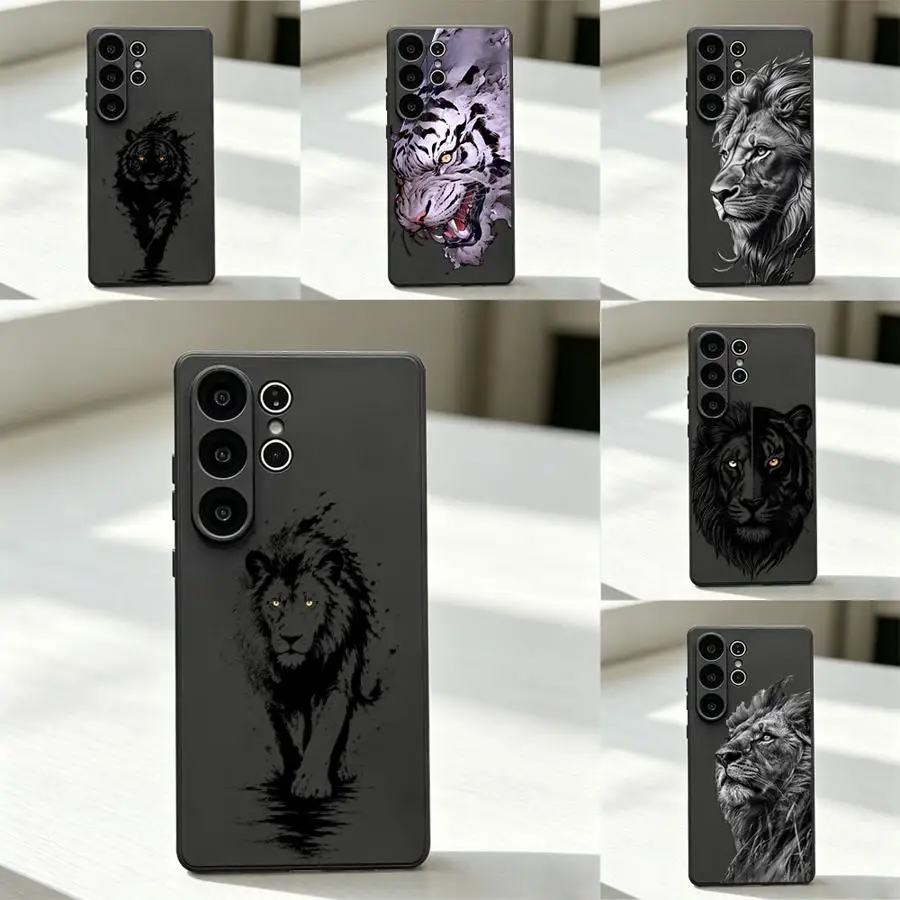 Phone Cover Case for Samsung Galaxy S26 Ultra S10 S9 S25 Plus S23 S20 S24+ S26+ S25+ S24 Note 20 8 9 10 S21 FE Ink Walking Lion