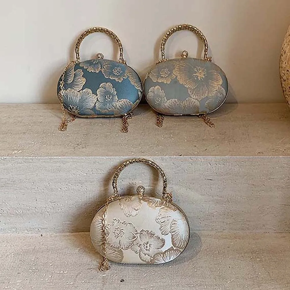 

Универсальная сумка в китайском стиле, большая вместительная роскошная вышитая эллиптическая сумочка, вечерняя сумка-клатч из полиэстера с пионами, сумка в стиле чонсам