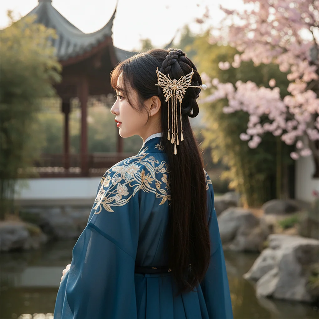 

Заколка для волос с кисточкой в виде бабочки для традиционного китайского костюма Ханьфу, аксессуар из сплава для женщин