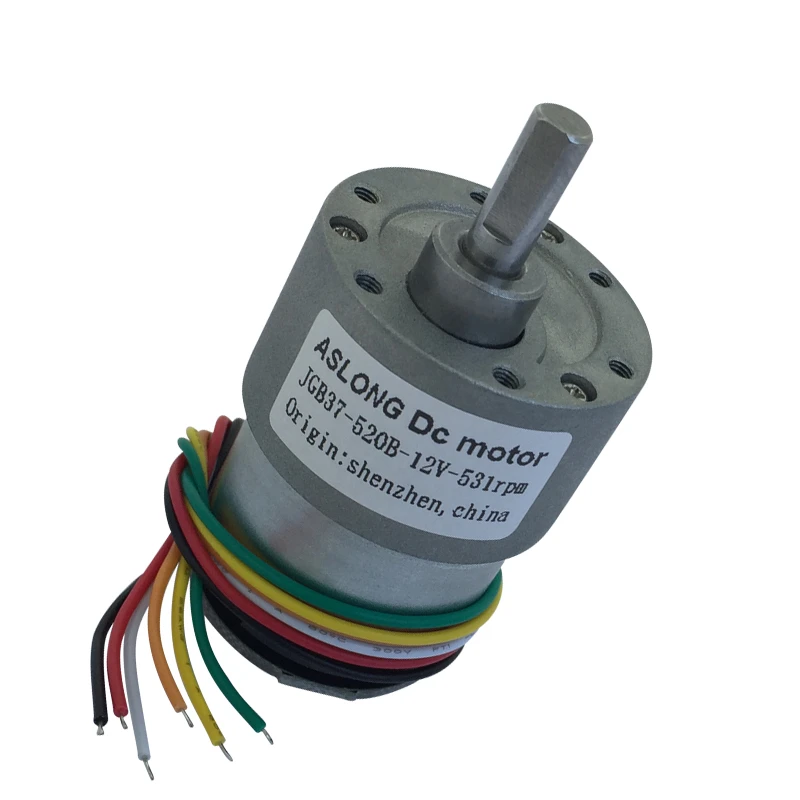 JGB37-520B encoder gear motor DC gear motor A/B phase encoder signal speed 12V 12RPM-1600RPM