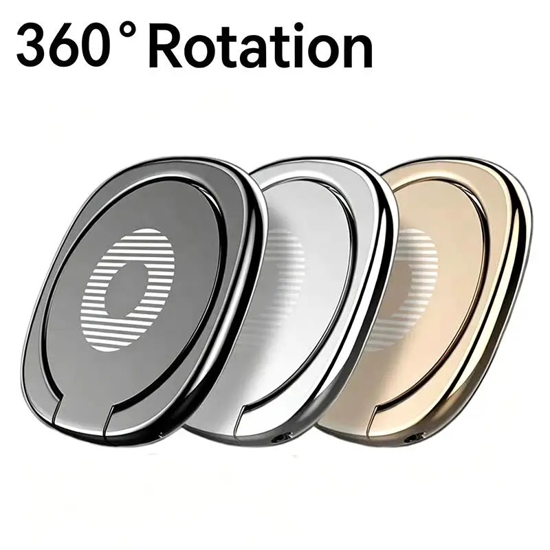 2Pcs Universal 360 Rotation Metal Phone Ring Holder Strong Adhesive Anti-slip Finger Stand for Most Smartphones view 2