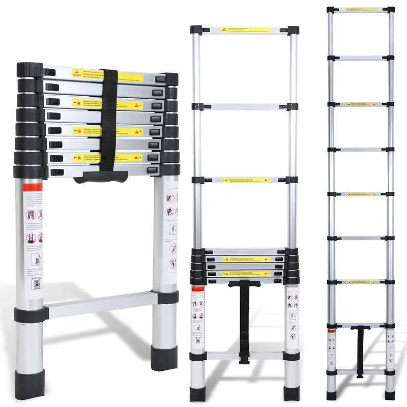 Économiseur d'espace! Échelle télescopique pliante, 6 hauteurs à 6,3 m, robuste 330 lb, facile rangement pour camping-car/maison, décoration de pièce