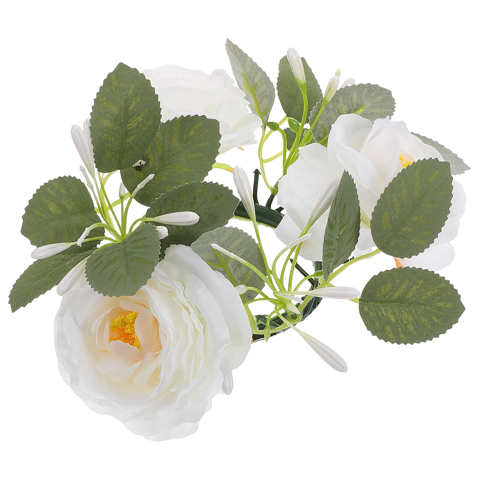 

Simulated Camellia Candlestick Wreath Pink Home Decor Small Wreath for Wedding Party Spring Flower Arrangement Table