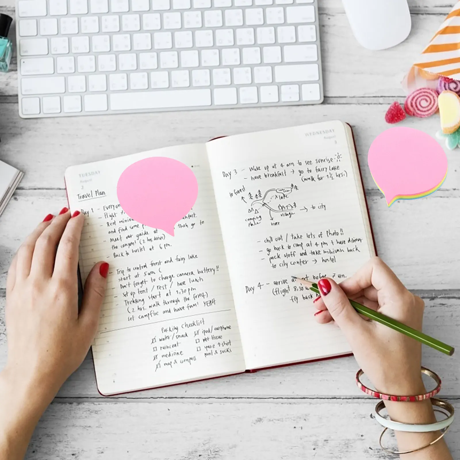 

10 Books Colorful Note Stickers Strong Adhesive Memo Pads Notepads Sticky Accessory