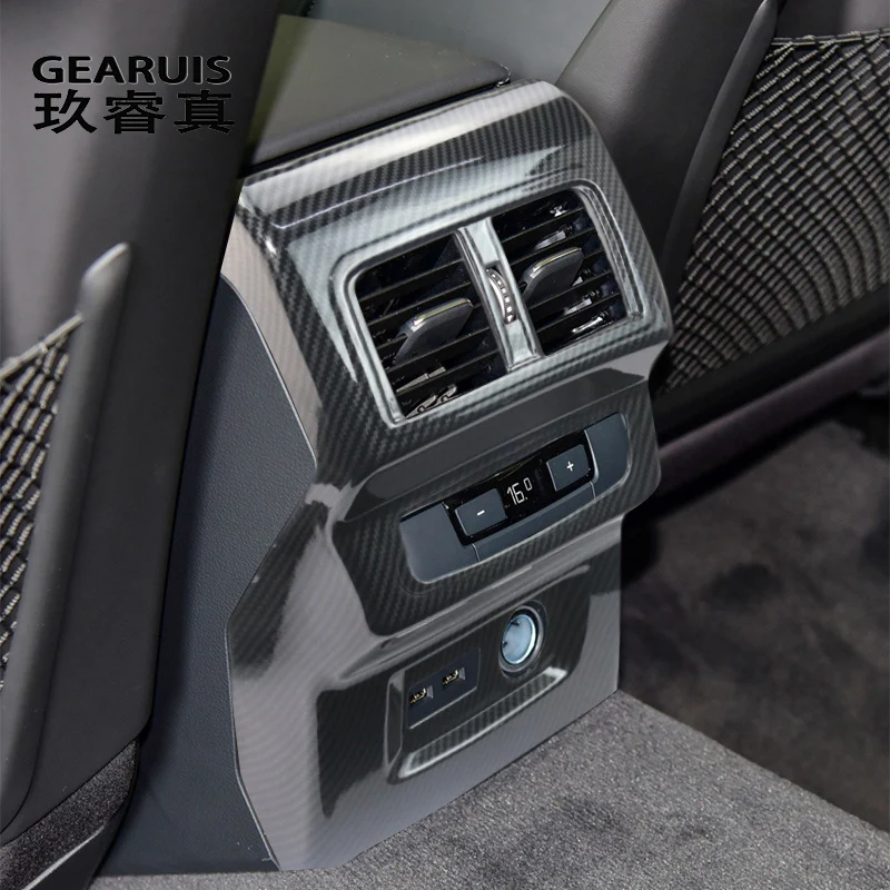 

Car Styling Rear Air Conditioner Vents Frame Decoration Cover For Audi Q5L Q5 FY 2018-2022 Carbon Fiber Interior Stickers Trim