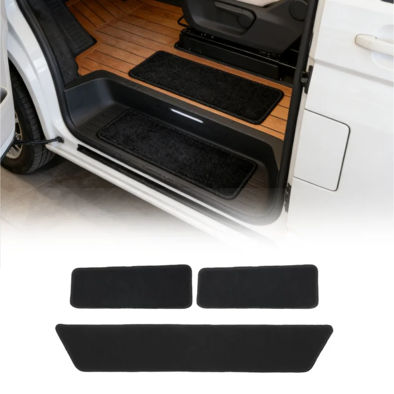 3pcs/Set Carpet Step Mat Set For VW Transporter T5 T6 Anti Slip Black Sliding Door Driver Passenger Door Carpet Van Accessories