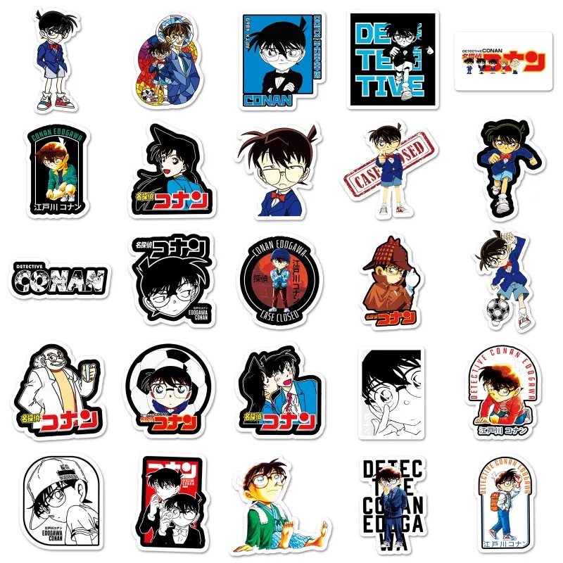 50pcs Detective Conan Anime Stickers Suitcase Water Cup Stationery Mobile Phone Scooter Laptop Refrigerator Decorative Stickers