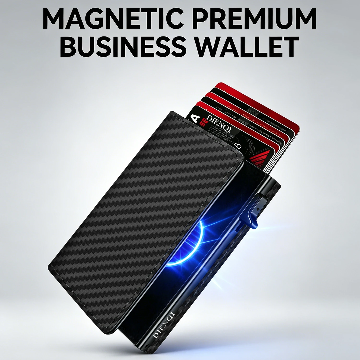 Magnetic Rfid Credit Card Holder Men Wallet Luxury Carbon Fiber Pattern Wallet for Men Small Coin Purse Money Bag Carteras Walet