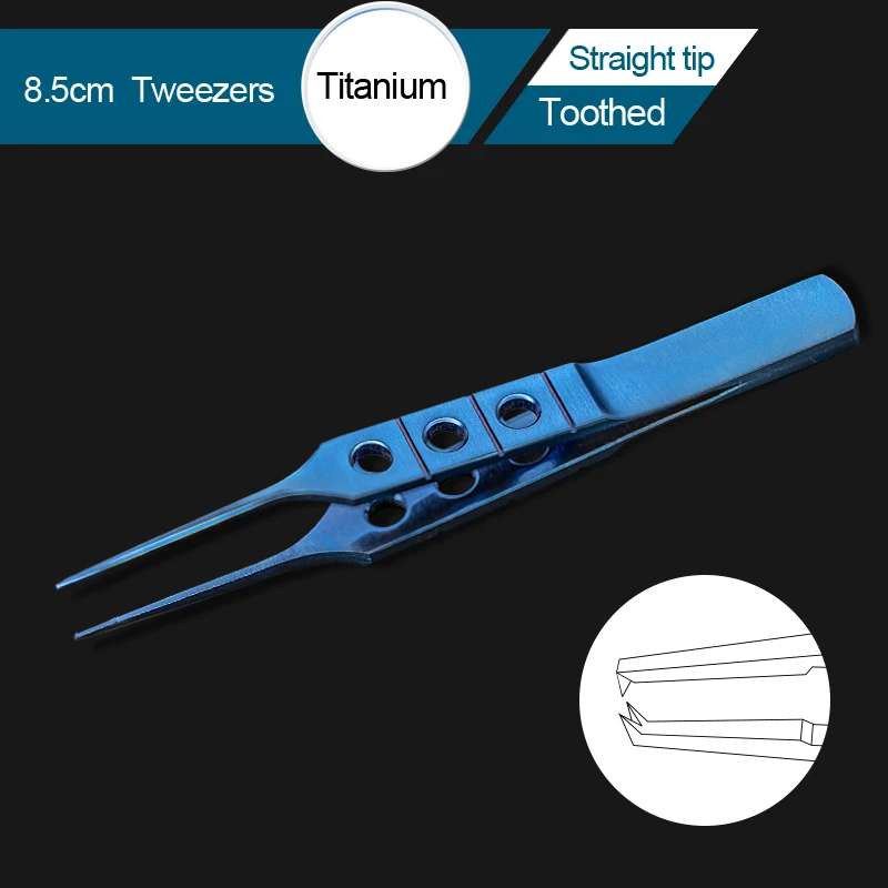티타늄 합금 마이크로 트위저 안과 미세 수술 기구, 후크 플랫폼 포함, 안과 포셉, 8.5cm