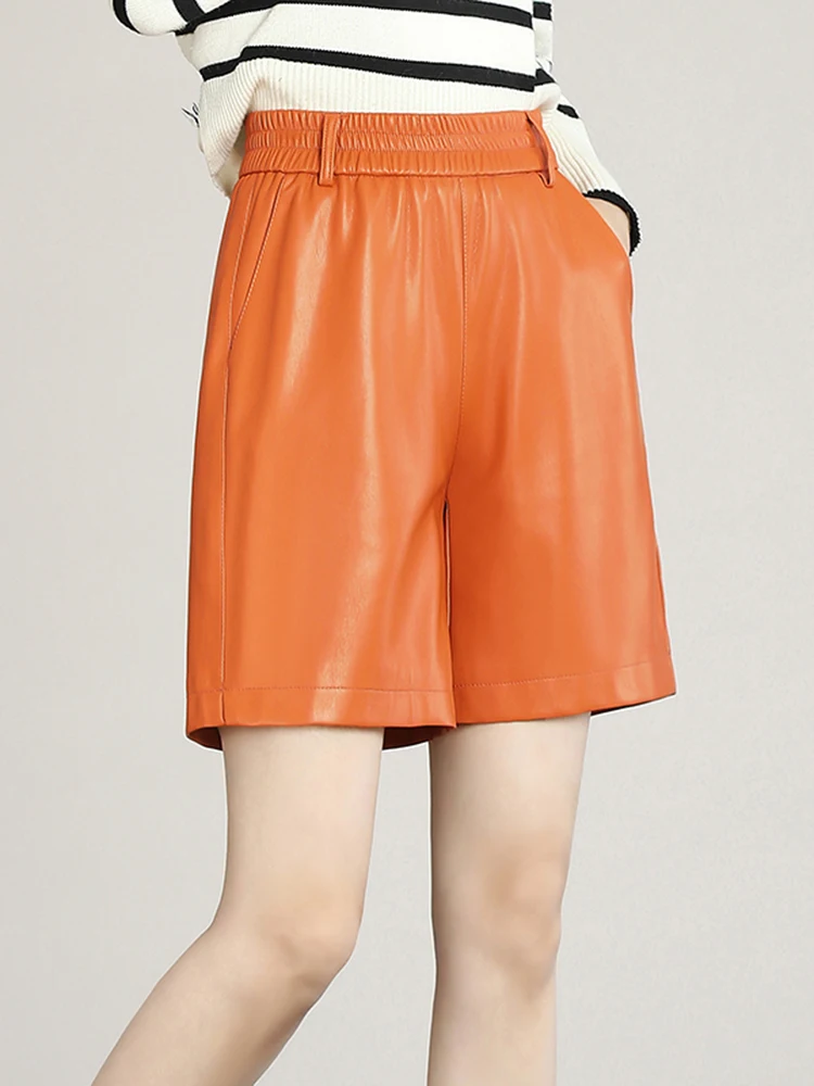 Eepskin جلد طبيعي orts المرأة عالية الخصر ألف خط بنطال ذو قصة أرجل واسعة الخريف الشتاء Faion التخسيس بناطيل كاجوال