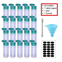 Spice Jars with Labels Plastic Transparent Bottle Containers for Spice Pepper Salt Cocina Kitchen Spice Jar Set Salt Shake
