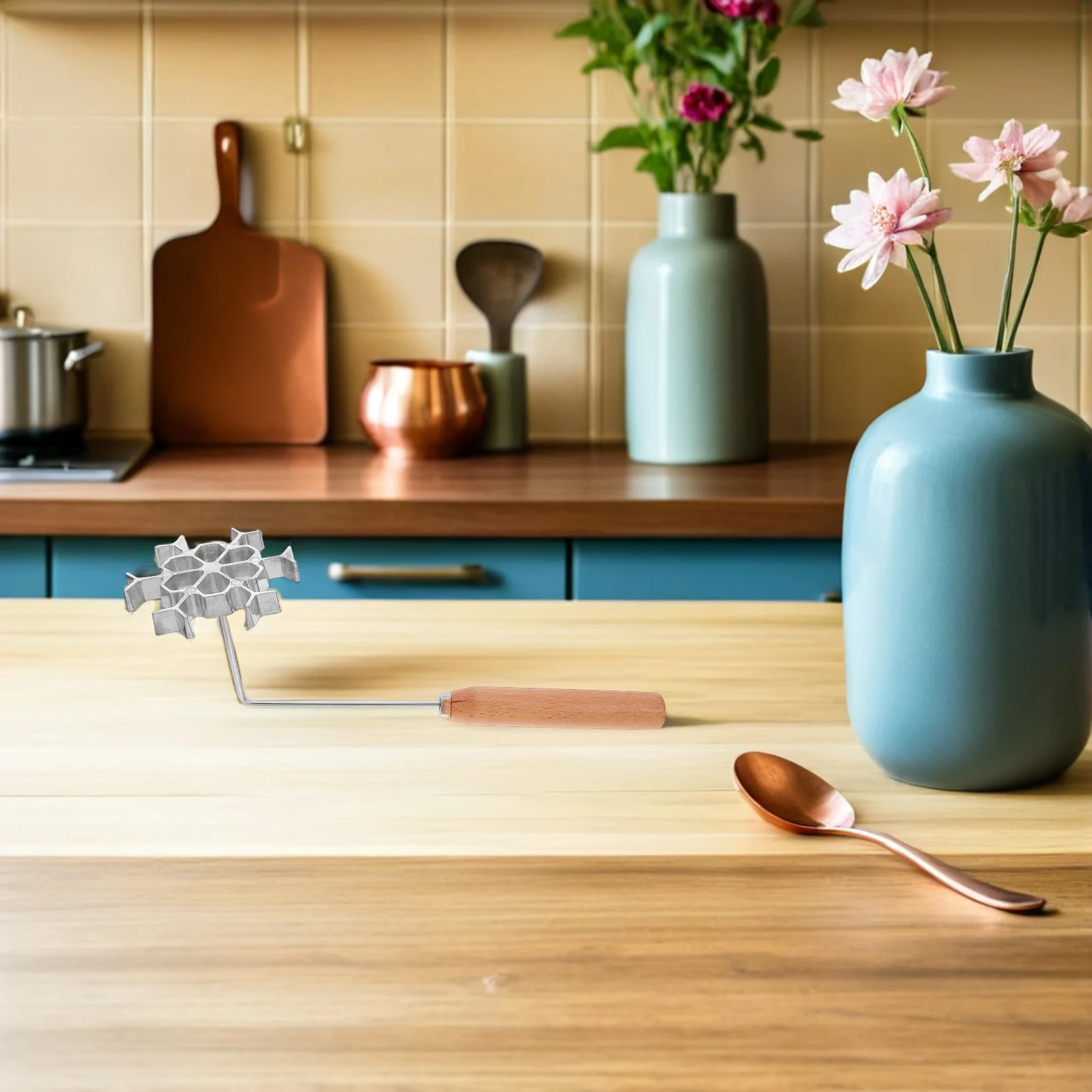 Conjunto de moldes de metal para biscoitos, 3 peças, waffle, timbale para festas caseiras, rosetas, guloseimas festivas, alça segura