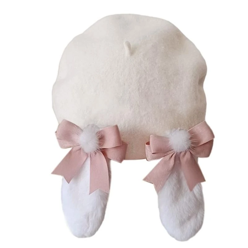 

652F Teens Casual Japanese Winter Autumn Woman Windproof Outdoor Painter Hat Decor Hat