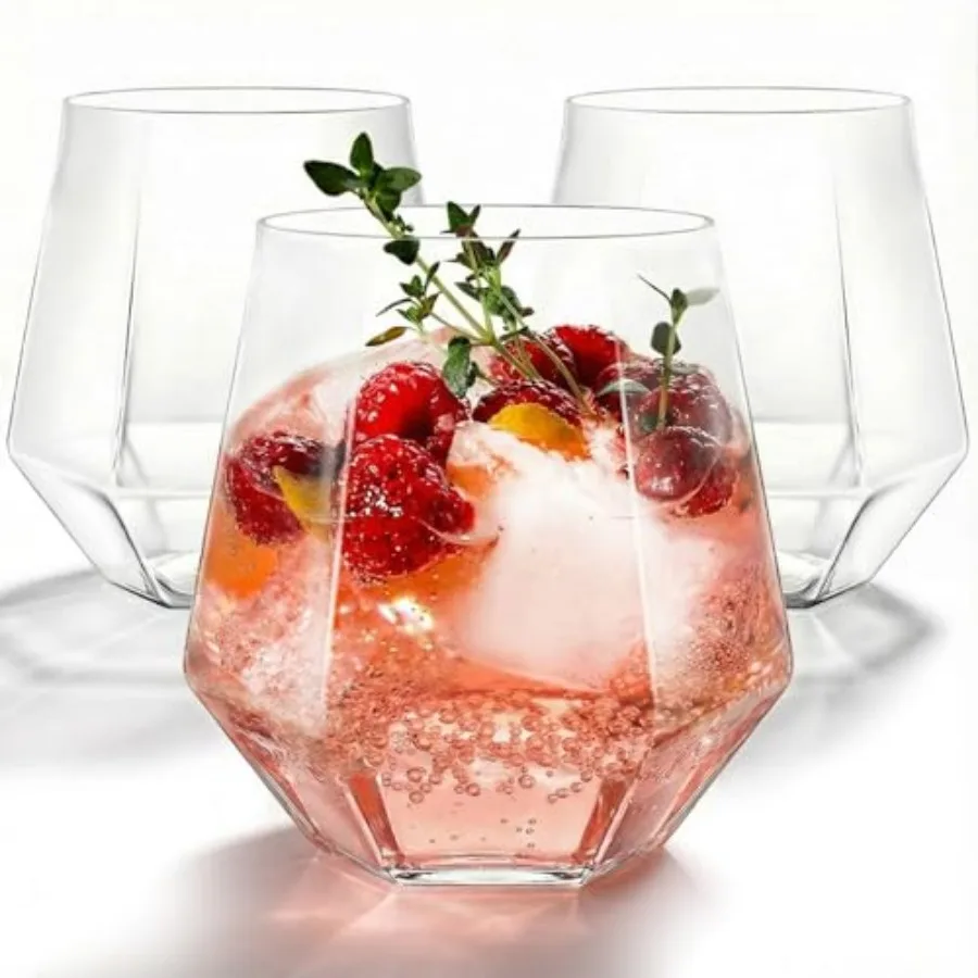 

40 Pack Plastic Stemless Wine cocktail Whiskey Champagne Glasses, 12 Oz Disposable Clear Unbreakable Cups for Party Bars Weddin