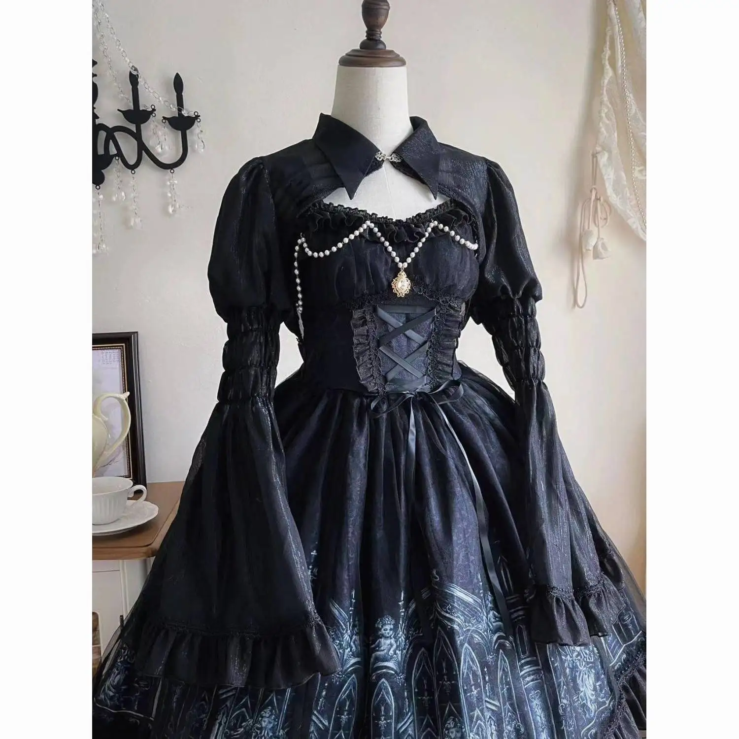 

【Silent Night Church】~ White Sugar Girl Original Design Lolita Dress Dark Gothic Style JSK Dress Summer