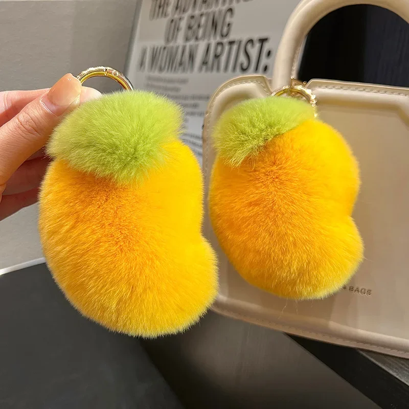 حقيقي قضاعة أرنب الفراء ليتل مانجو سيارة المفاتيح قلادة Ins لطيف أفخم دمية دمية حقيبة حقيبة حلية لطيف المفاتيح #2