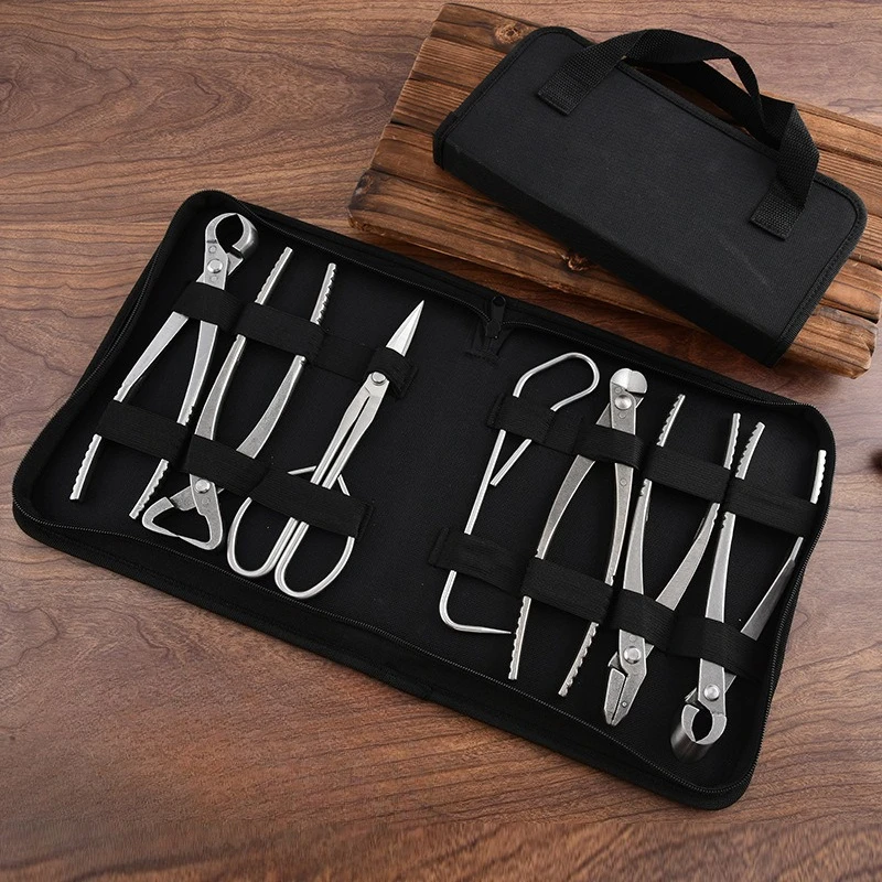 Stainless Steel Gardening Tools Set, Bypass Pruners, Diagonal Leaf Bud Cutter, Portable Garden Kit with Oxford Cloth Storage Bag