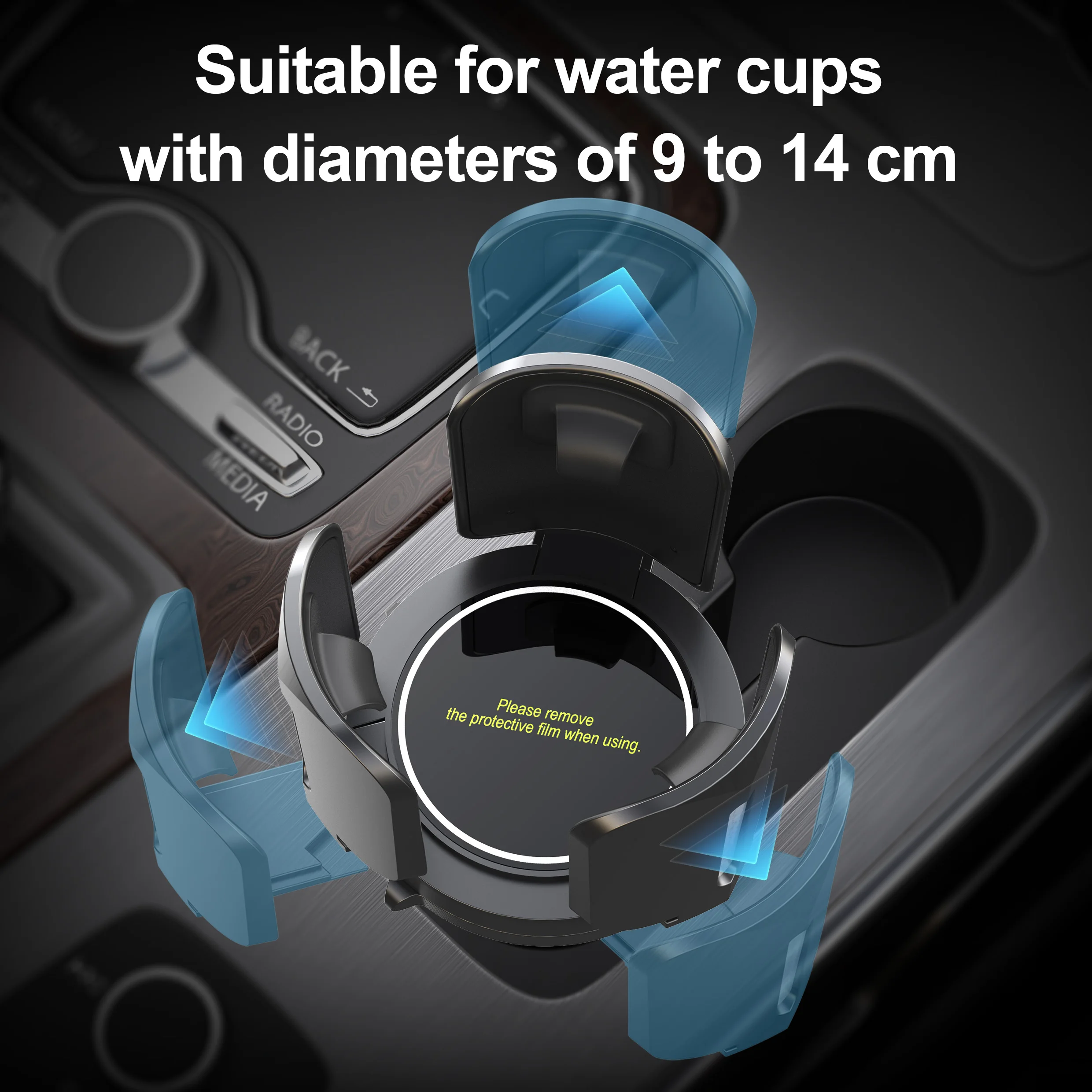 Upgraded 64oz Large Cup Holder Expander with Coaster for Car, Expandable Cup Holder Adapter with Adjustable Base