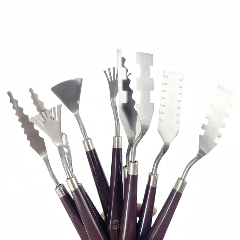 مكشطة الطلاء الزيتي ، لوحة الصباغ ، الأكريليك ، الغواش ، ملعقة ، 9 مجموعات