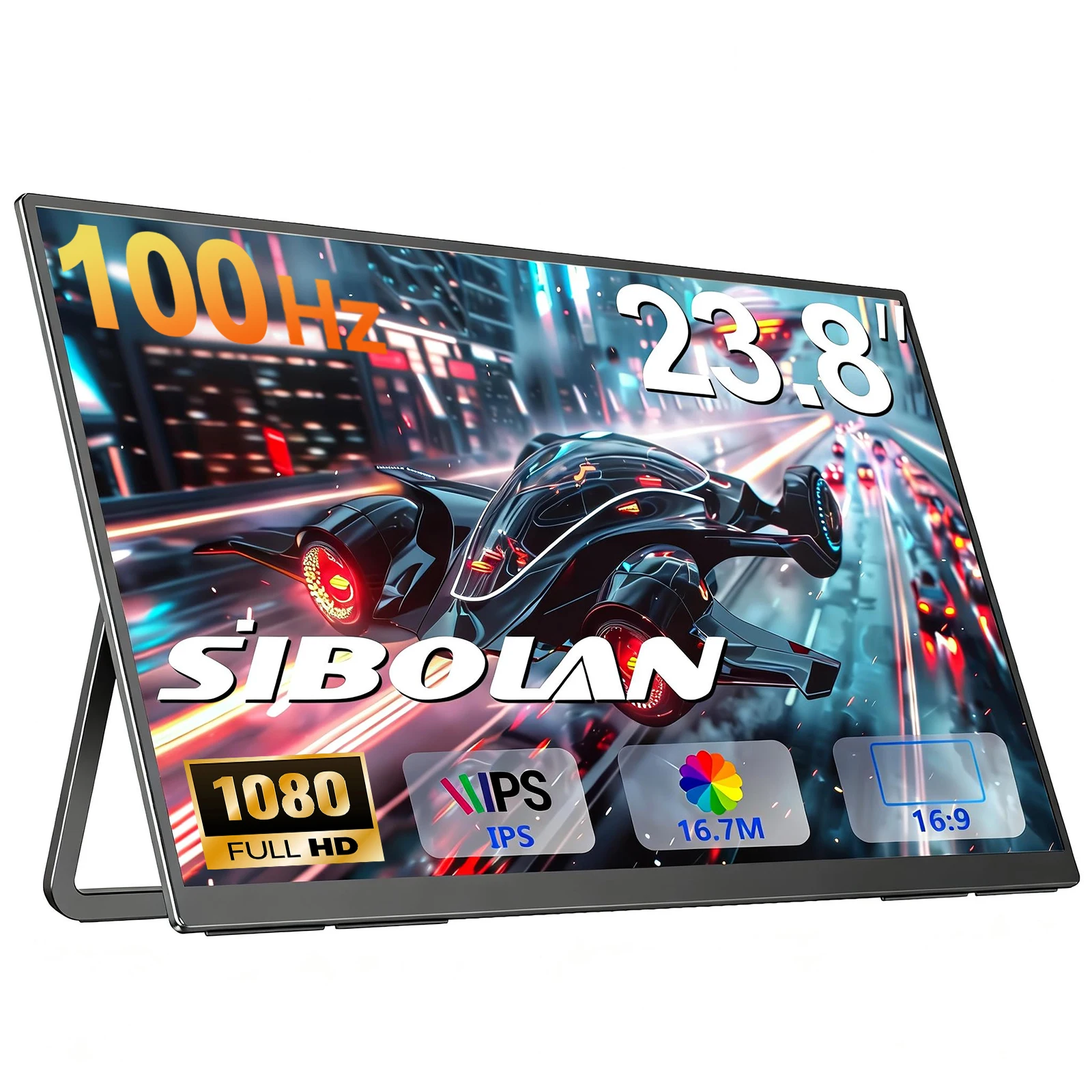 

Портативный монитор SIBOLAN 23.8 дюйма, 120 Гц, 1080P FHD IPS HDR, 100% sRGB, USB-C, HDMI, VESA, игровой дисплей для ПК, ноутбука, телефона, Xbox, Switch