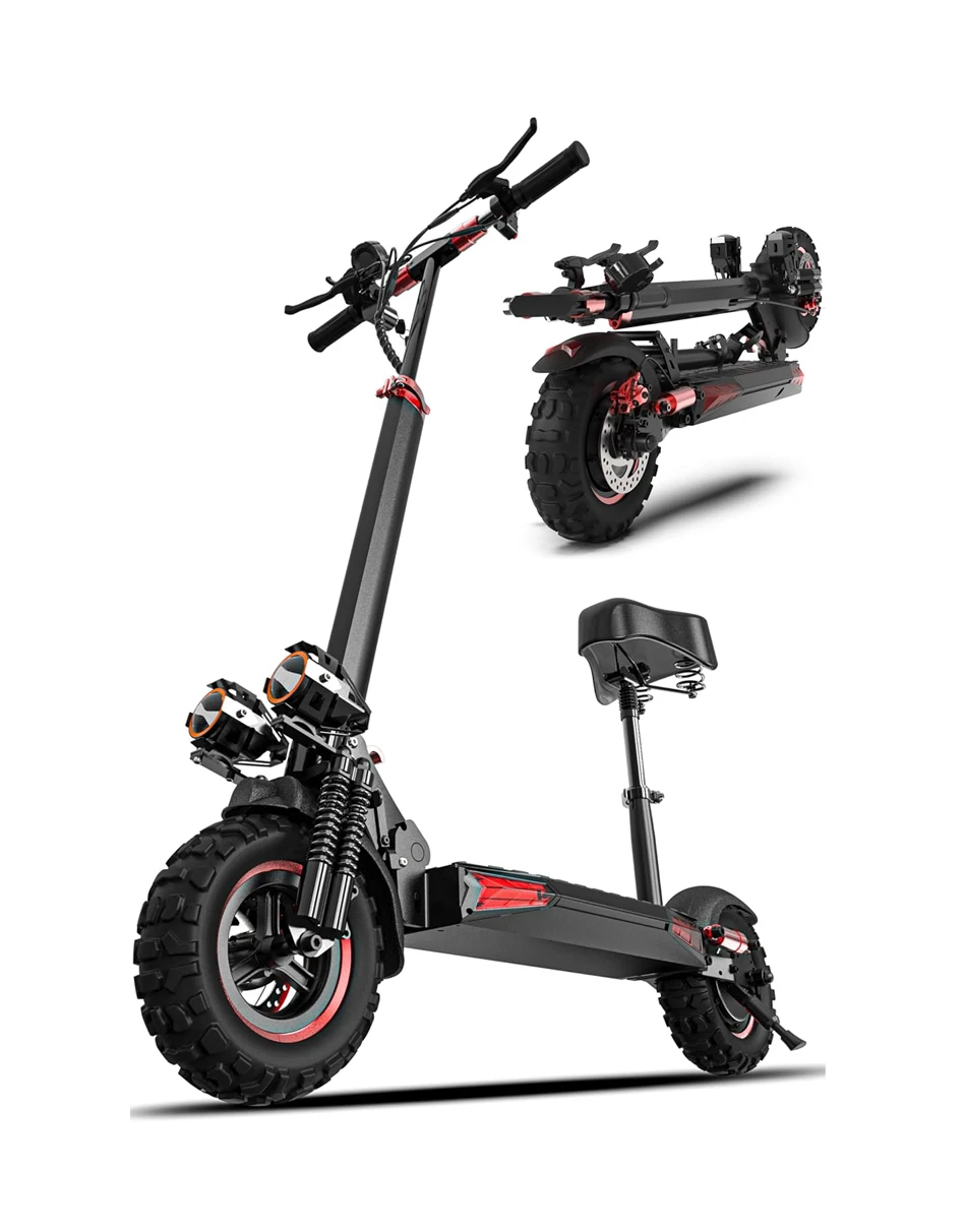 

1200W Foldable J11 Adult Electric Scooter with Seat, 11'' Off-road Tires, 48V 21Ah Battery, Dual Suspension Commuting E-scooter