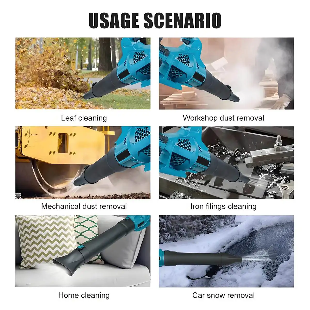 マキタ用ブラシレス電動送風機,調整可能な速度,効率的なコードレスリーフ,除雪機,18Vバッテリー