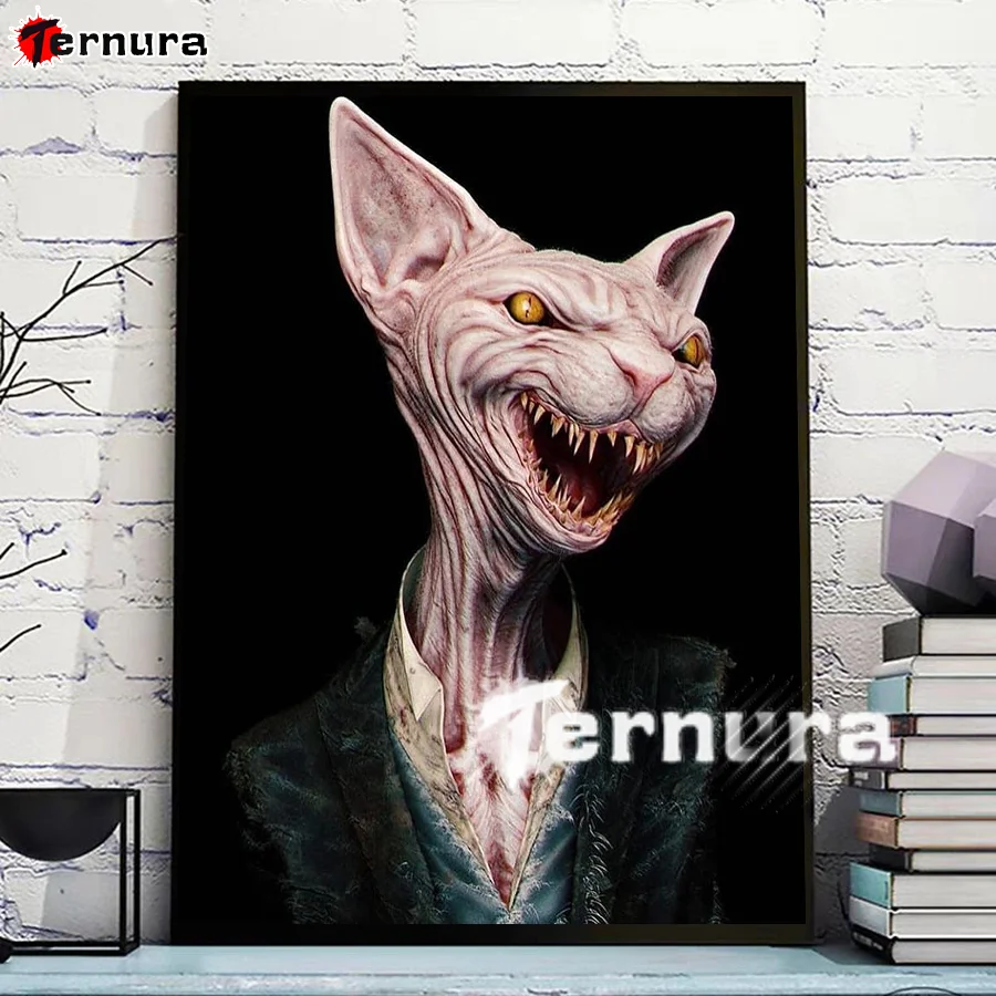 5D DIY Diamond embroidery Hairless cat monster diamond painting Cross Stitch full drill Rhinestone mosaic beauty home decoration