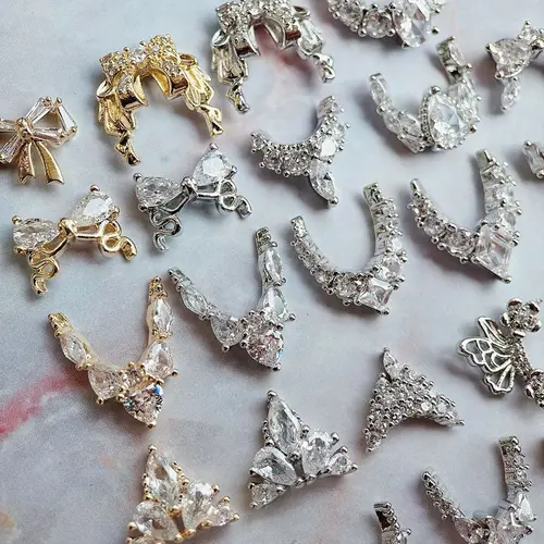 Imagen 2 del producto 10 unids/lote de piezas de Arte de uñas de arco de mariposa sin decoloración de lujo, Accesorios de manicura de cristal de circón, suministros de decoración, dijes