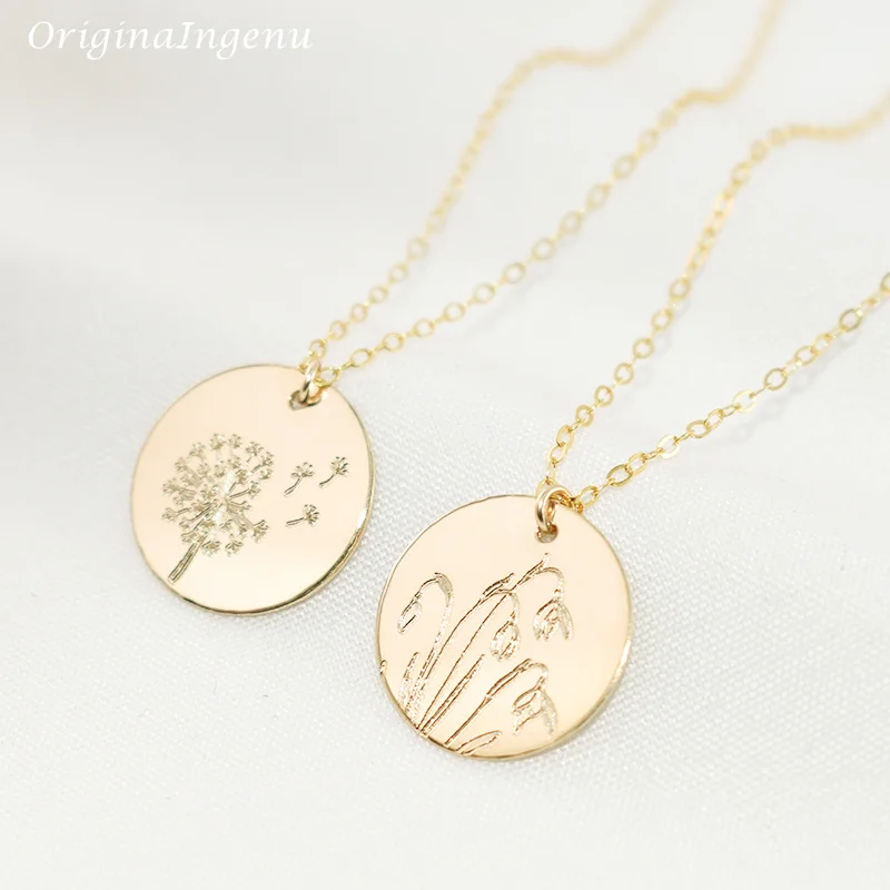 Kwiaty naszyjnik biżuteria na urodziny Handmade13MM/16MM monety Choker 14K złota wypełnione wisiorki Collier Kolye biżuteria Boho naszyjnik