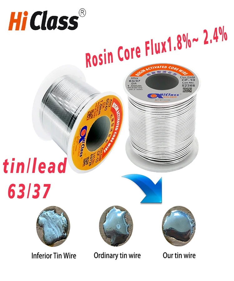 Asahi Qualidade Hiclass Solda Fio Tin para Soldar, SOLDER Tin, Tin, Low Melt, Rosin Core, Flux1.8 %-2.4%