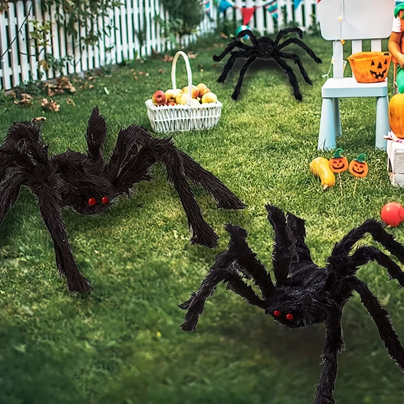 

Halloween Plush Black Spider Prop with Long Haired Scary Toy Fake Decoration for Haunted House